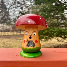 ERZGEBIRGE Mushroom Face Smoker incense Wooden Vintage Germany Rare