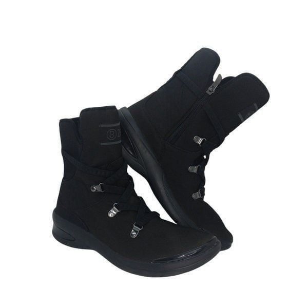 Bzees Fashion Womens Pre-owned Black Designer Pull On Zippered Boots- sz. 9 1/2M