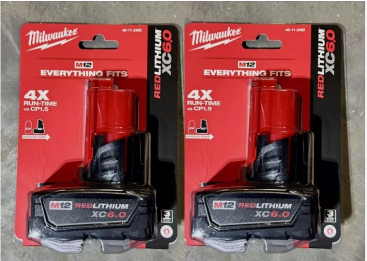 2 PCS Milwaukee 48-11-246 Battery Capacity 6 Ah Battery Technology Lithium-IonE