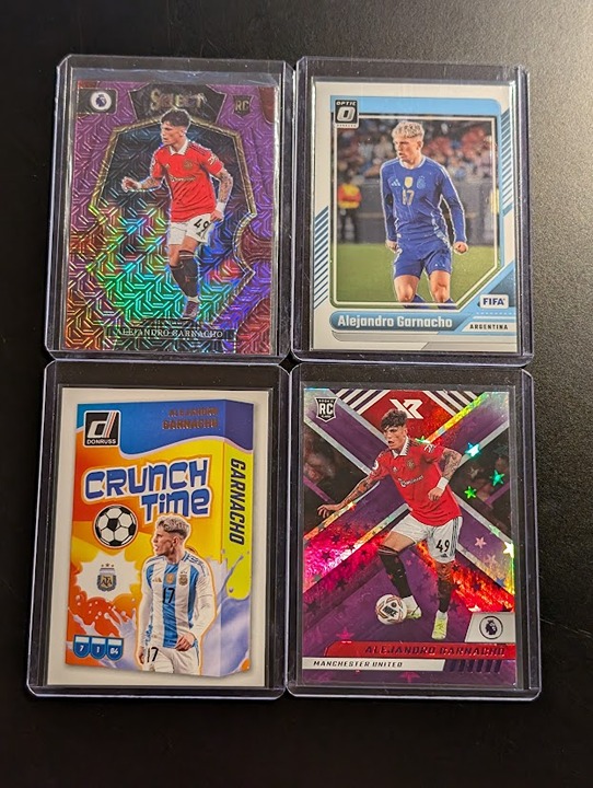ALEJANDRO GARNACHO 4X ROOKIE CARD LOT - MANCHESTER UNITED ARGENTINA PUPRLE MOJO