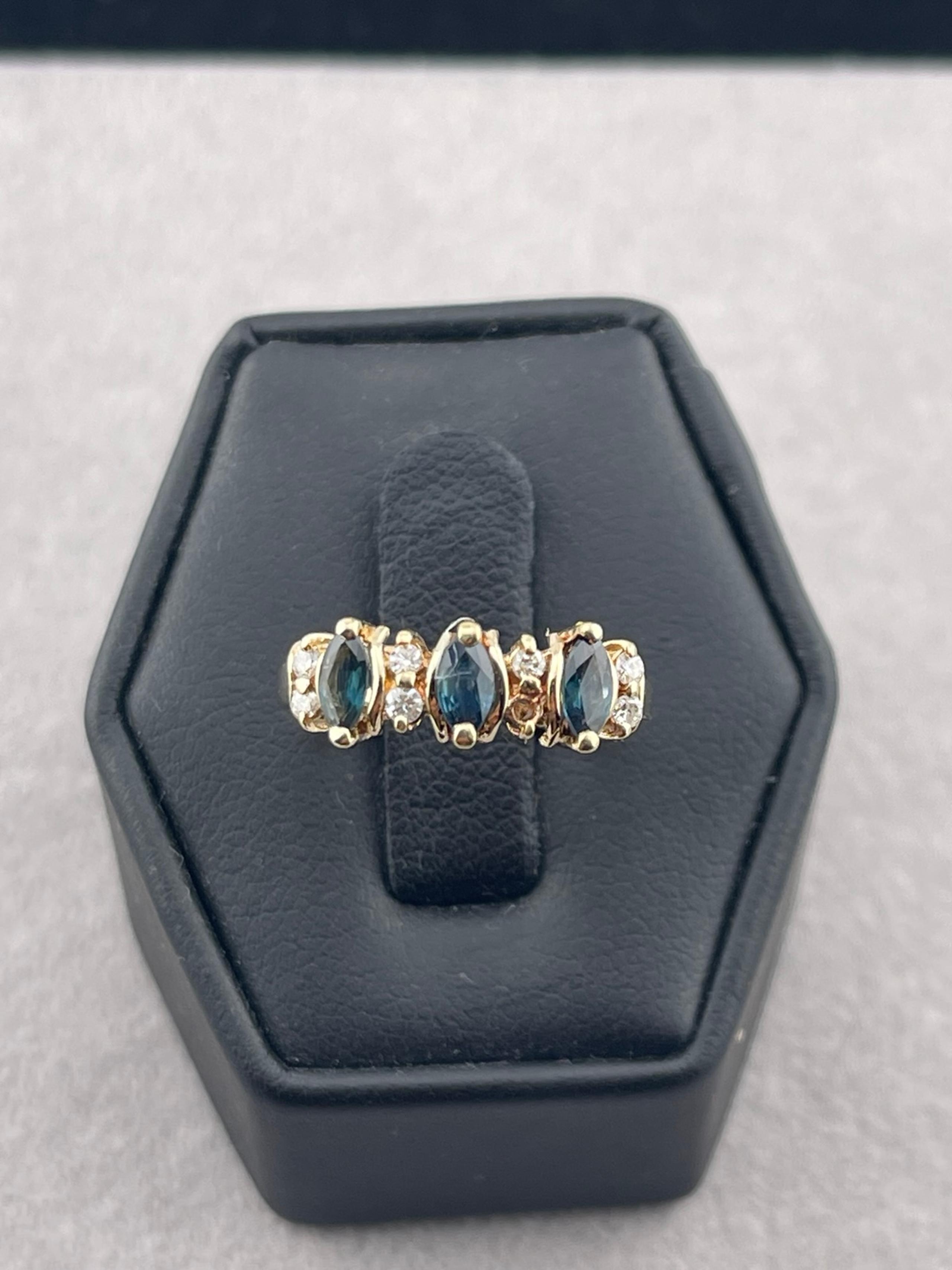 Vintage sapphire and diamond anniversary band 14 karat yellow gold