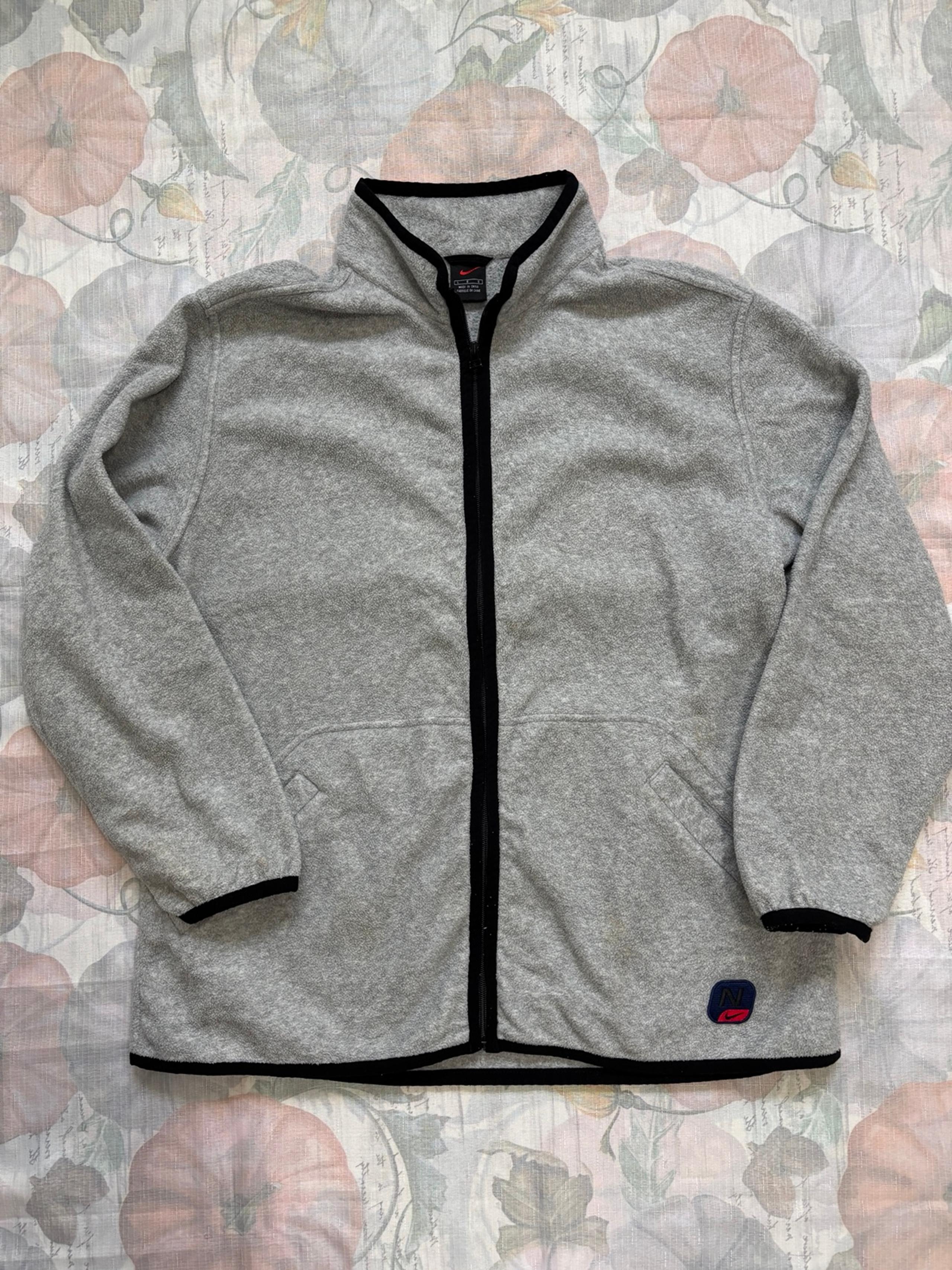 Nike Club Men's Fleece Sherpa Knit Full-Zip Jacket Gray Sz Large Collared Pocket