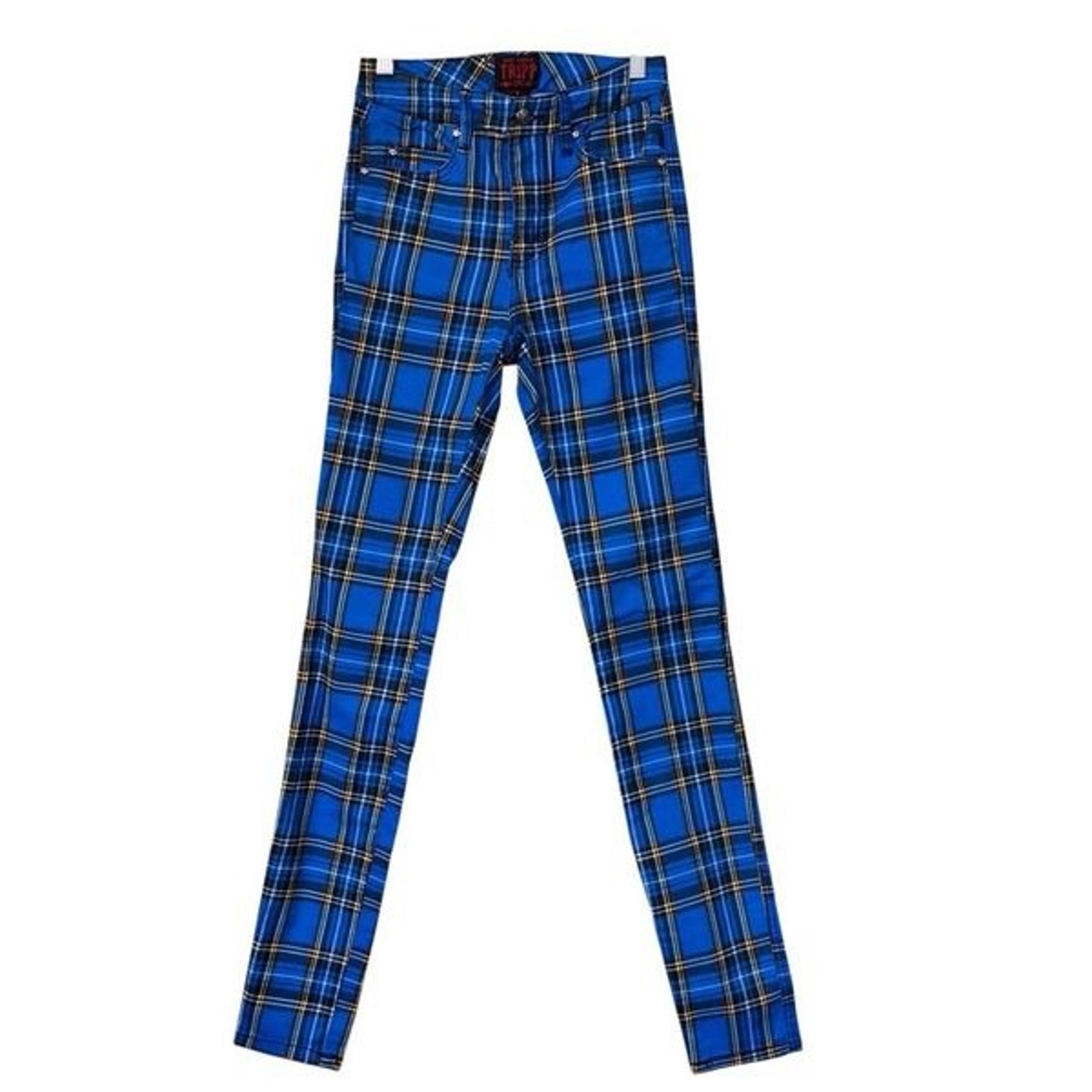 Tripp nyc Daang Goodman high waist T-back jean royal plaid skinny