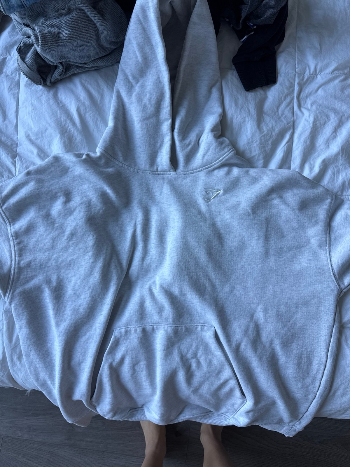 white/light grey marl oversized gymshark hoodie