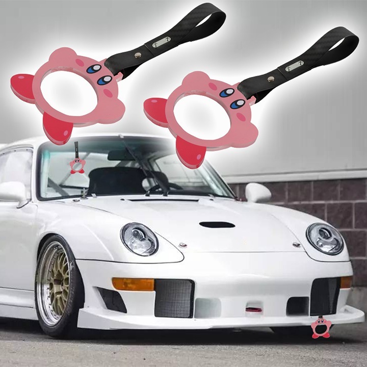 New 2PCS Anime Kirby JDM TSURIKAWA Ring Subway Train Bus Handle Carbon Strap