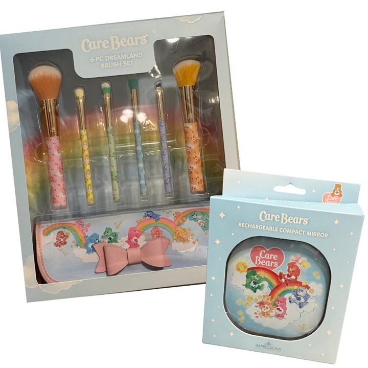 Care Bears Makeup Brushes and Rechargeable Compact Mirror - NWT