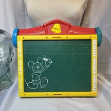 Vintage 1980 Mickey Mouse Magnetic Chalkboard Desk with Accessories Great Condit