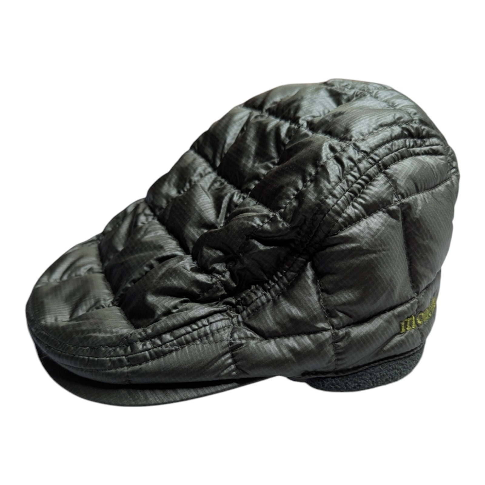 Montbell Olive Green Ripstop Nylon Quilted Down Insulated Exceloft Hunting Cap L