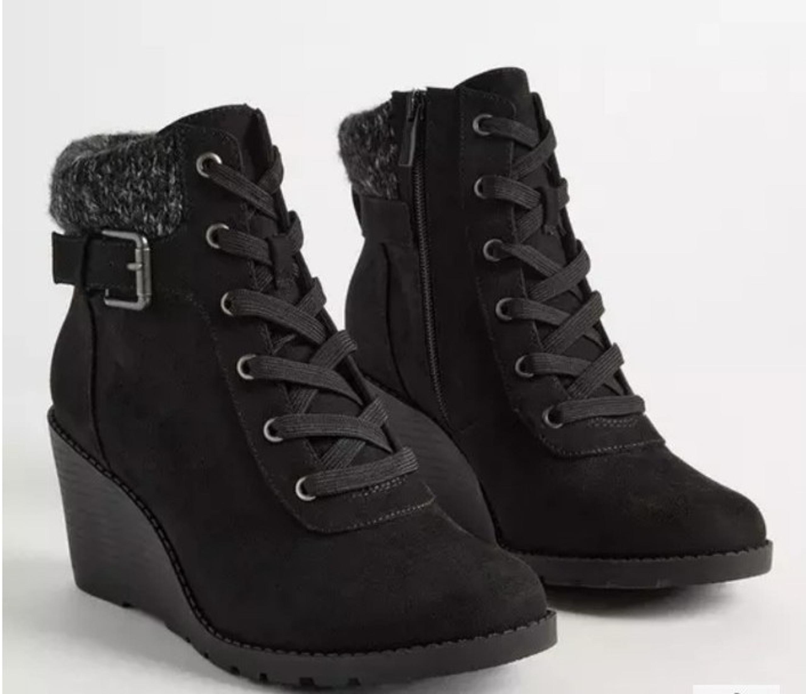 Torrid Black Wedge Bootie Faux Suede Black (WW) $65 SZ 11 BRAND NEW