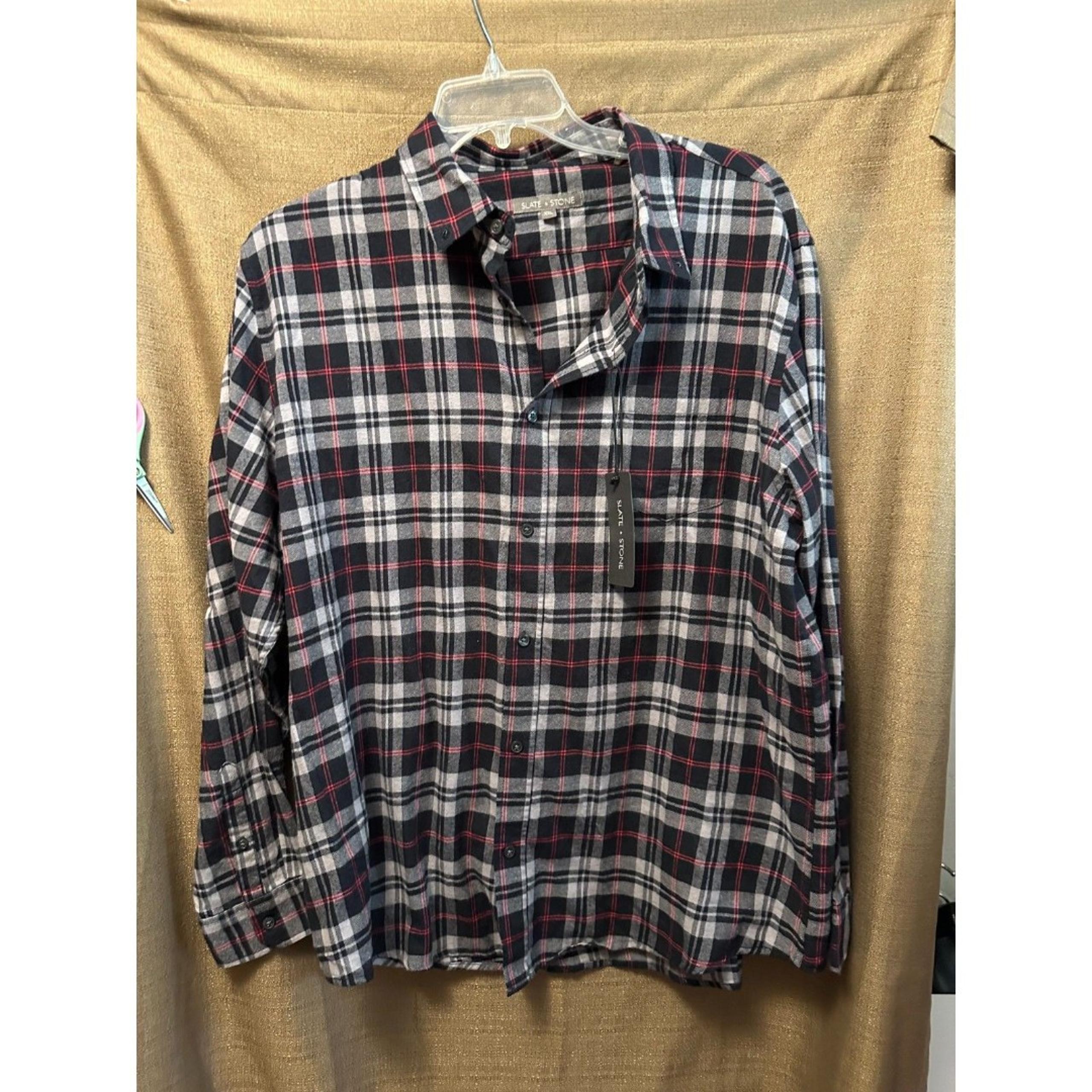 NWT Slate & Stone Button Down Flannel Shirt Plaid Top Long Sleeve Size XXL