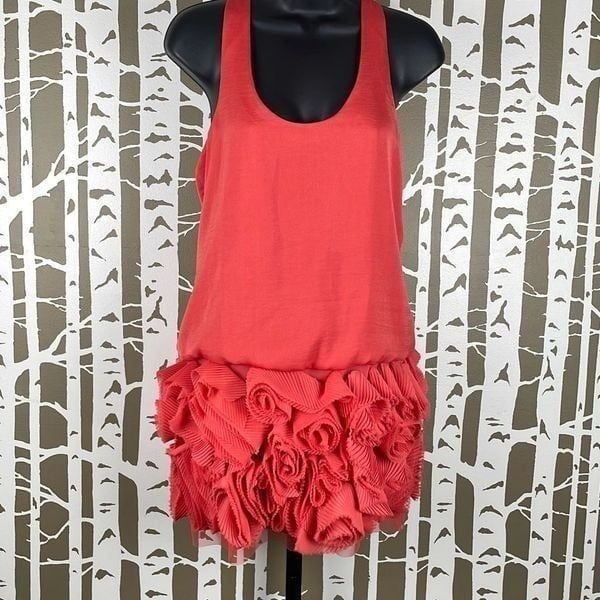 BCBGMaxAzria Rosette Hem Racerback Tunic Top NEW XXS