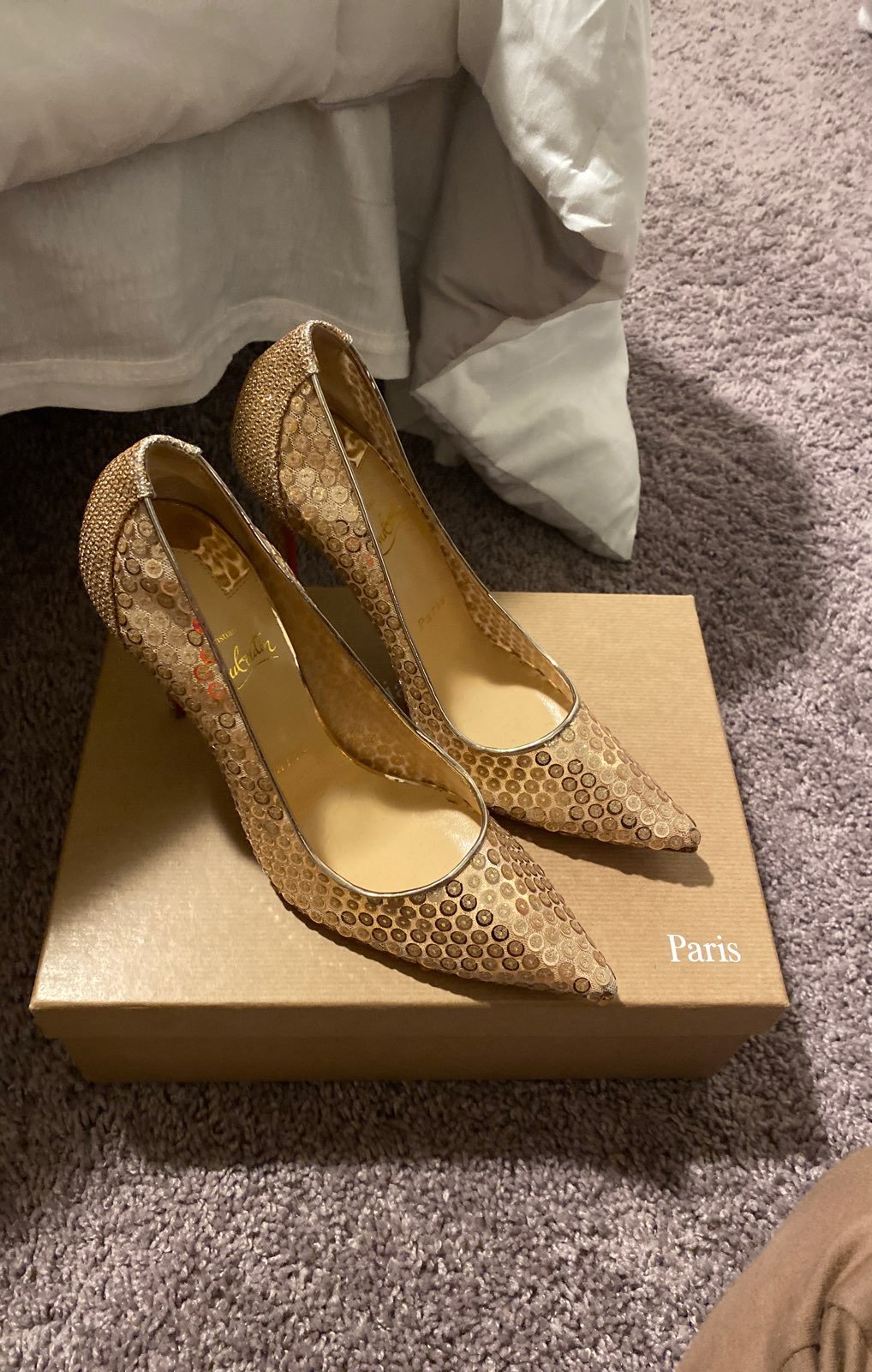 Gold Christian Louboutins