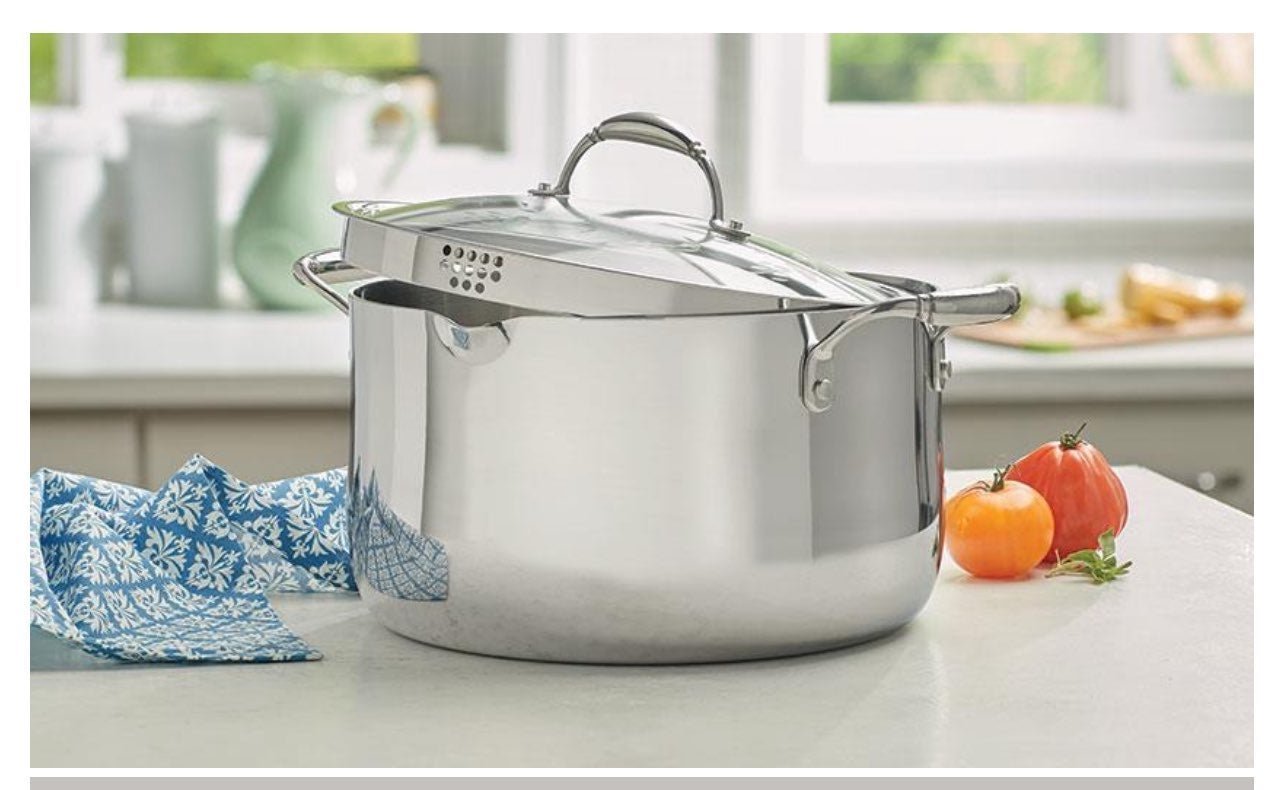 Caldero 11 Qt.Tri-Ply con Tapa Coladora Princess House