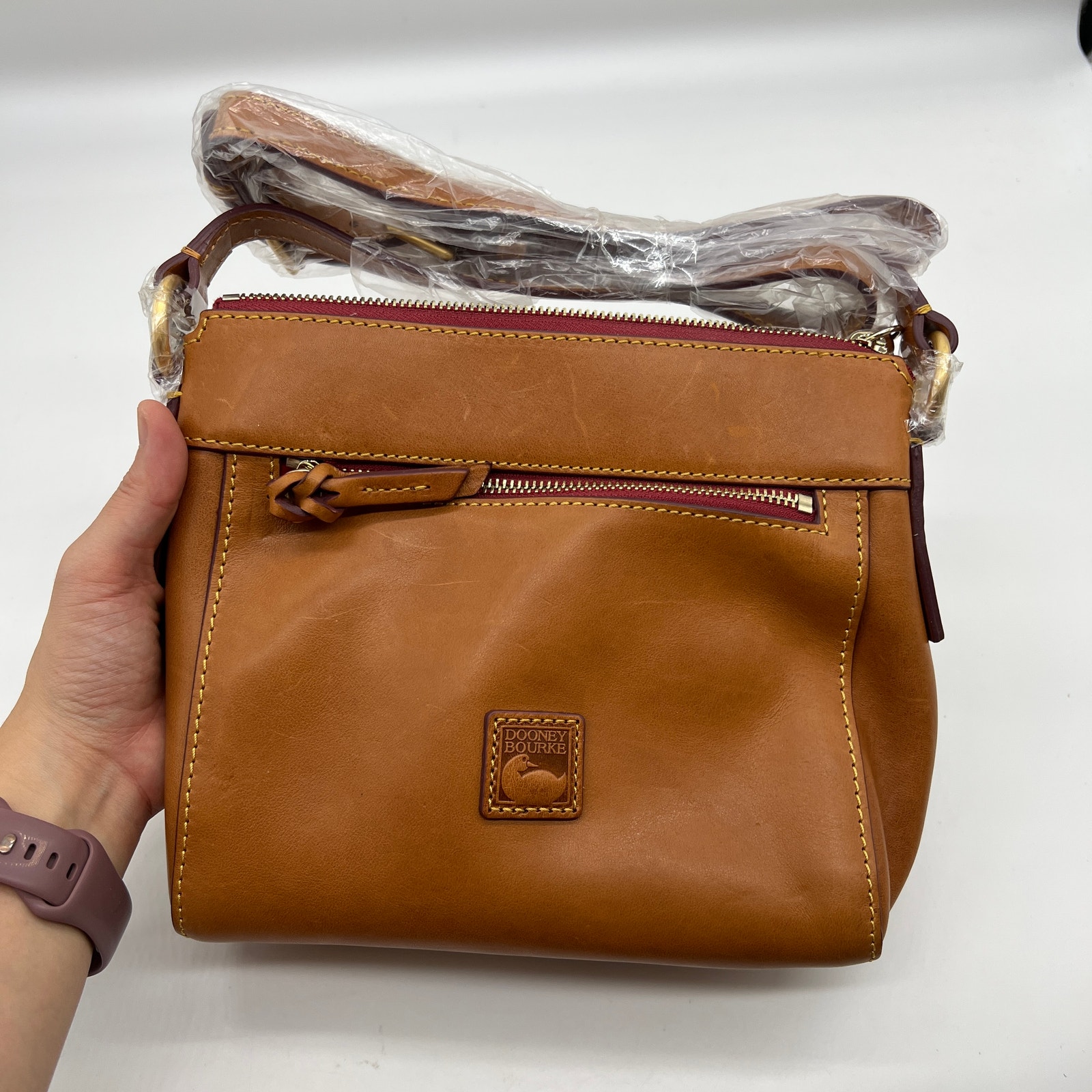 Dooney & Bourke Florentine Leather Allison Crossbody Natural Brown