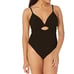 La Blanca Island Goddess Twist Keyhole Front One Piece Swimsuit in black size 16
