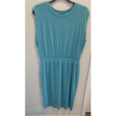 Athleta Women's Santorini Cinch Dress Size Large Blue Sleeveless Stretch