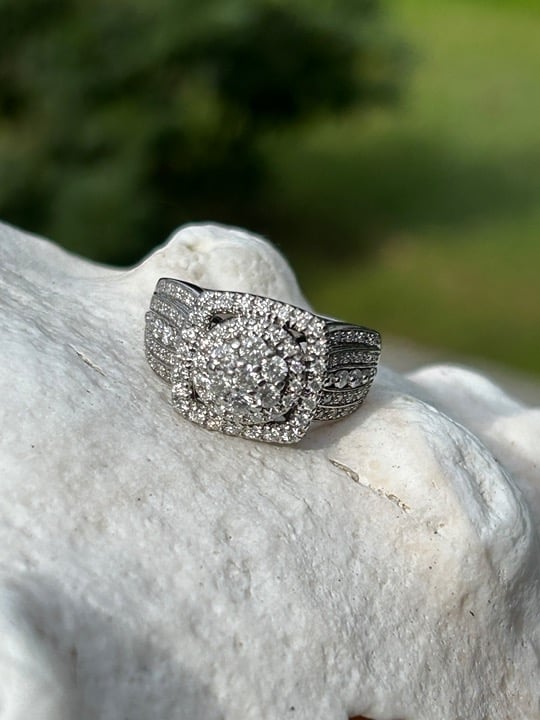 4 DWT 10 KT White Gold Diamond Engagement Wedding Cocktail Ring Sz 8