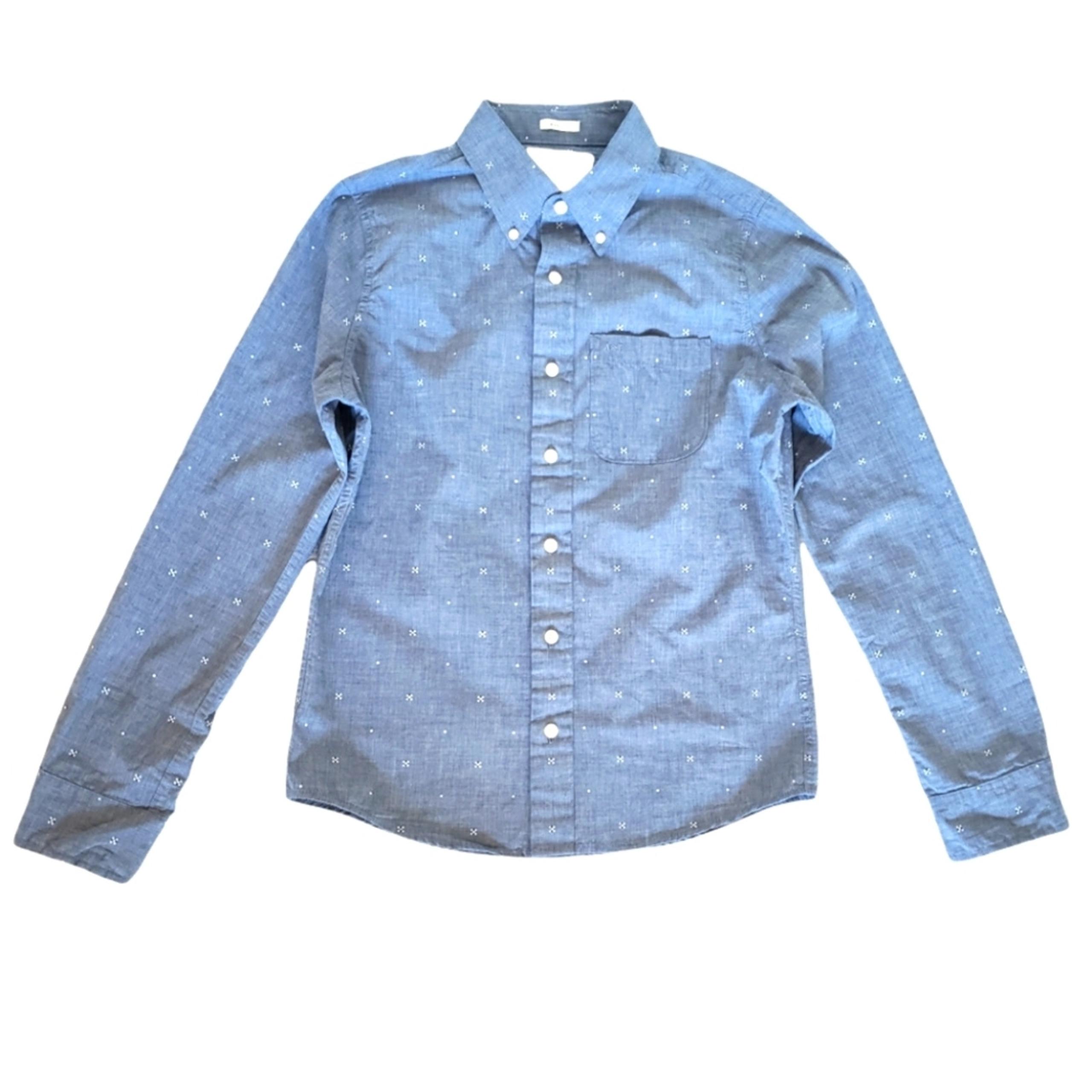 Abercrombie & Fitch Mens Muscle Blue Linen Checker Dress Shirt Sz Small Business