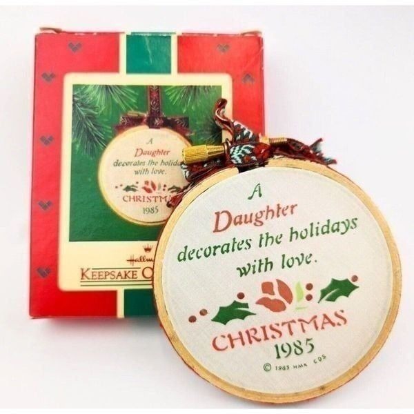 Vintage Hallmark Keepsake Ornament Daughter Embroidery Hoop 1985 with Box