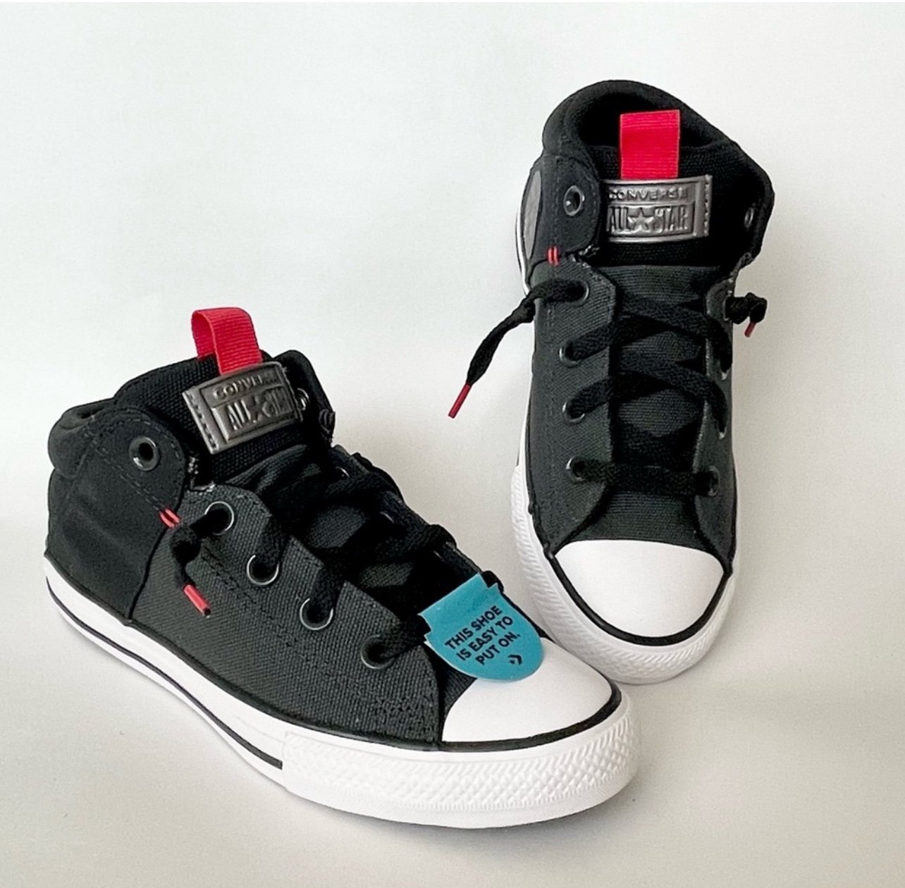 Converse CTAS Axel Boy Mid Top Sneakers Gray/Black/White NWB Size 3