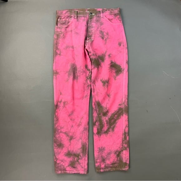 Designer Pink and Brown Linen Jeans