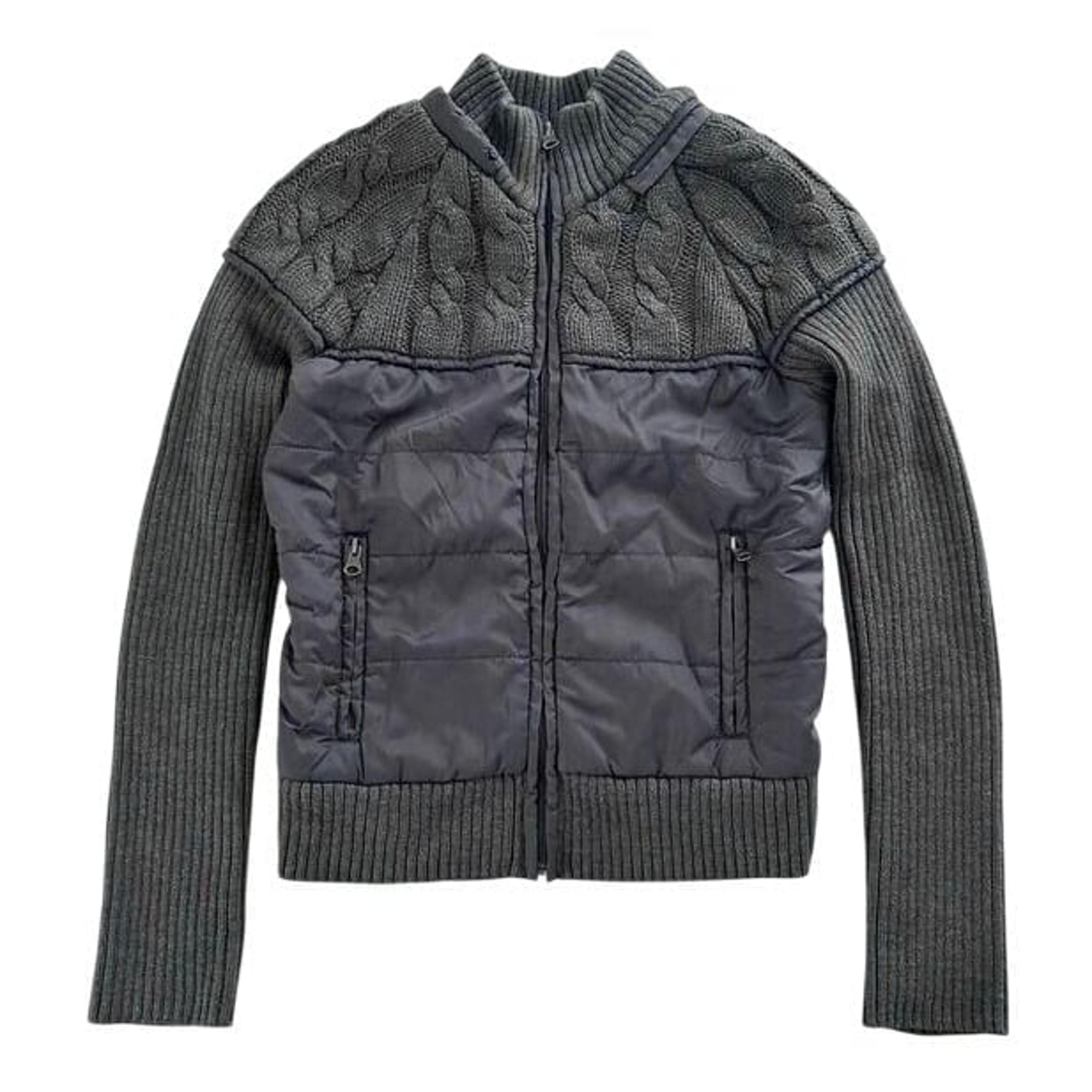 Sweater Project Full Zip Puffer Knit Sweater Jacket Gray S/CH