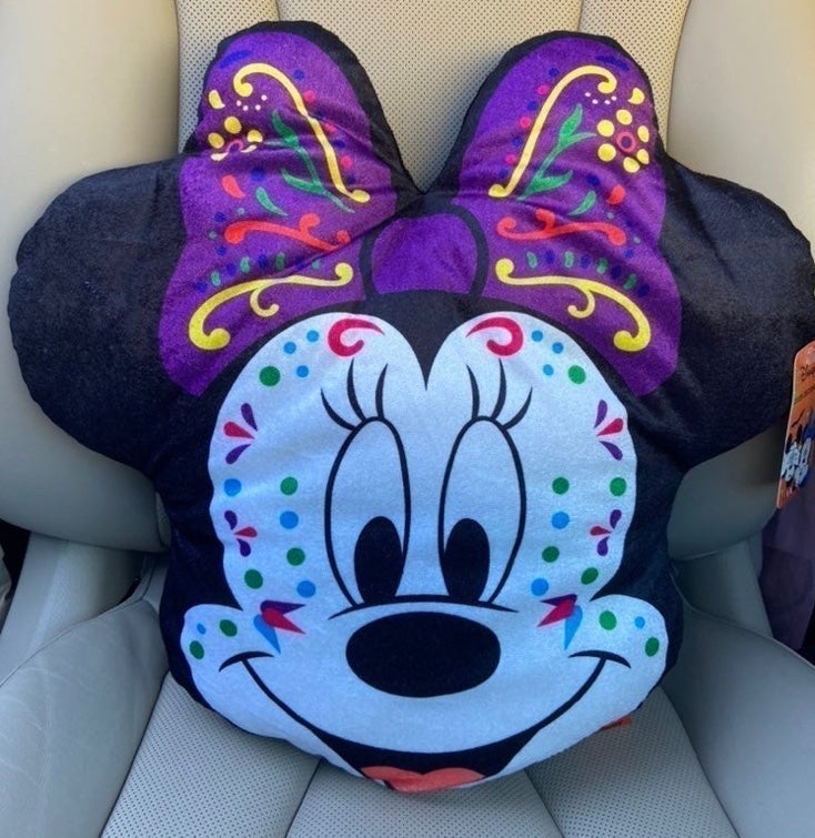 Disney Minnie Mouse Face dia de muertos catrin Plush Round Travel Pillow Home Ro