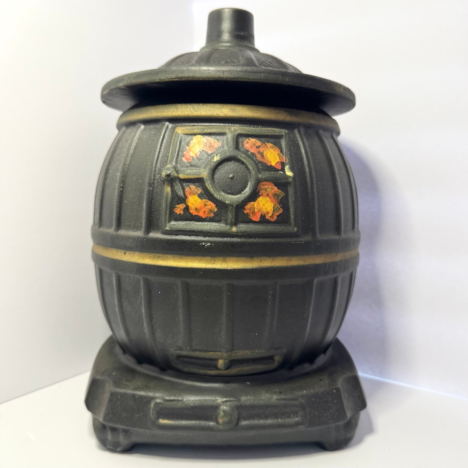 1960's McCoy USA Black Pot Belly Stove Cookie Jar