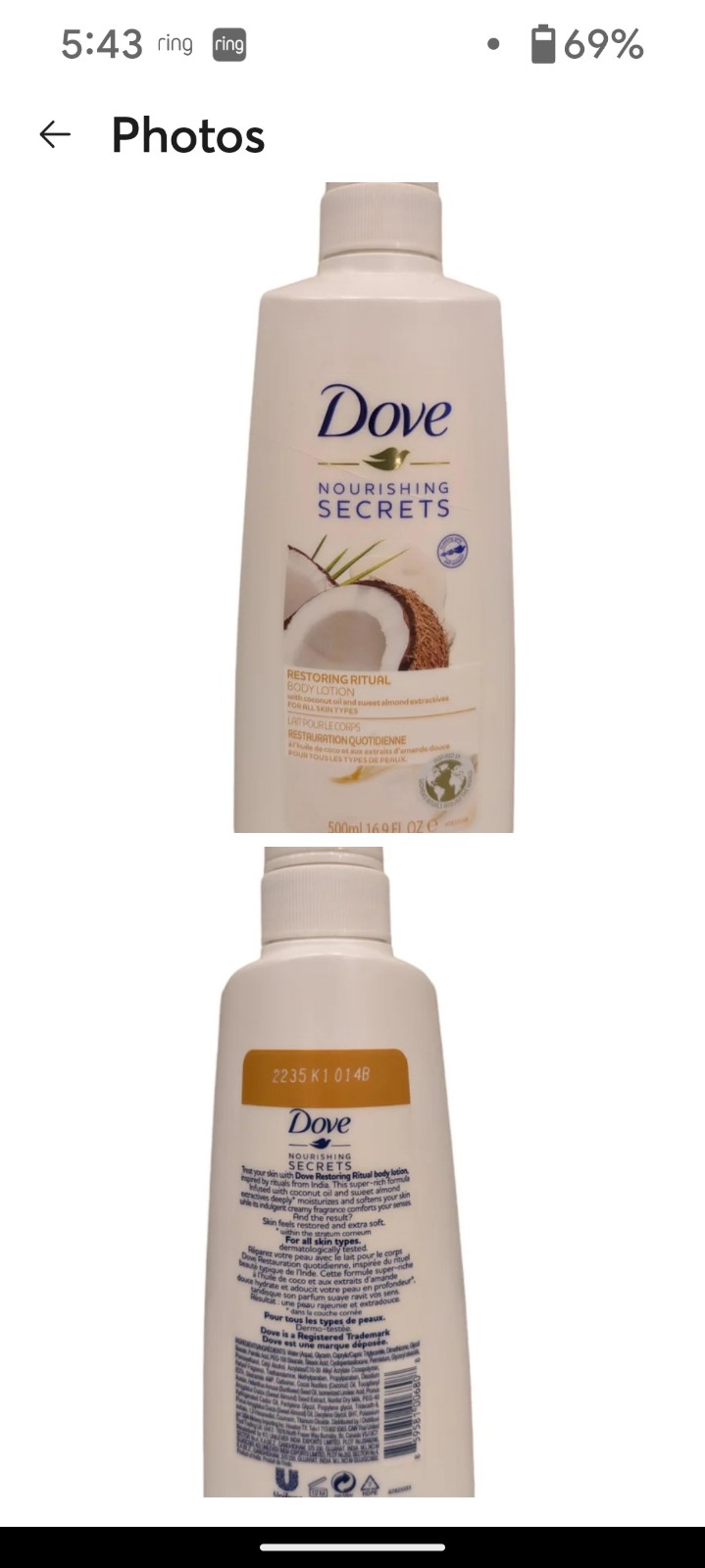 Reserved Listing 1 Dove Nourishing Secrets Restoring Body Lotion