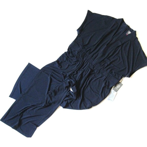 NWT Vince Camuto Cinched Waist Jumper in Navy Blue Wide Leg Jumpsuit 2X