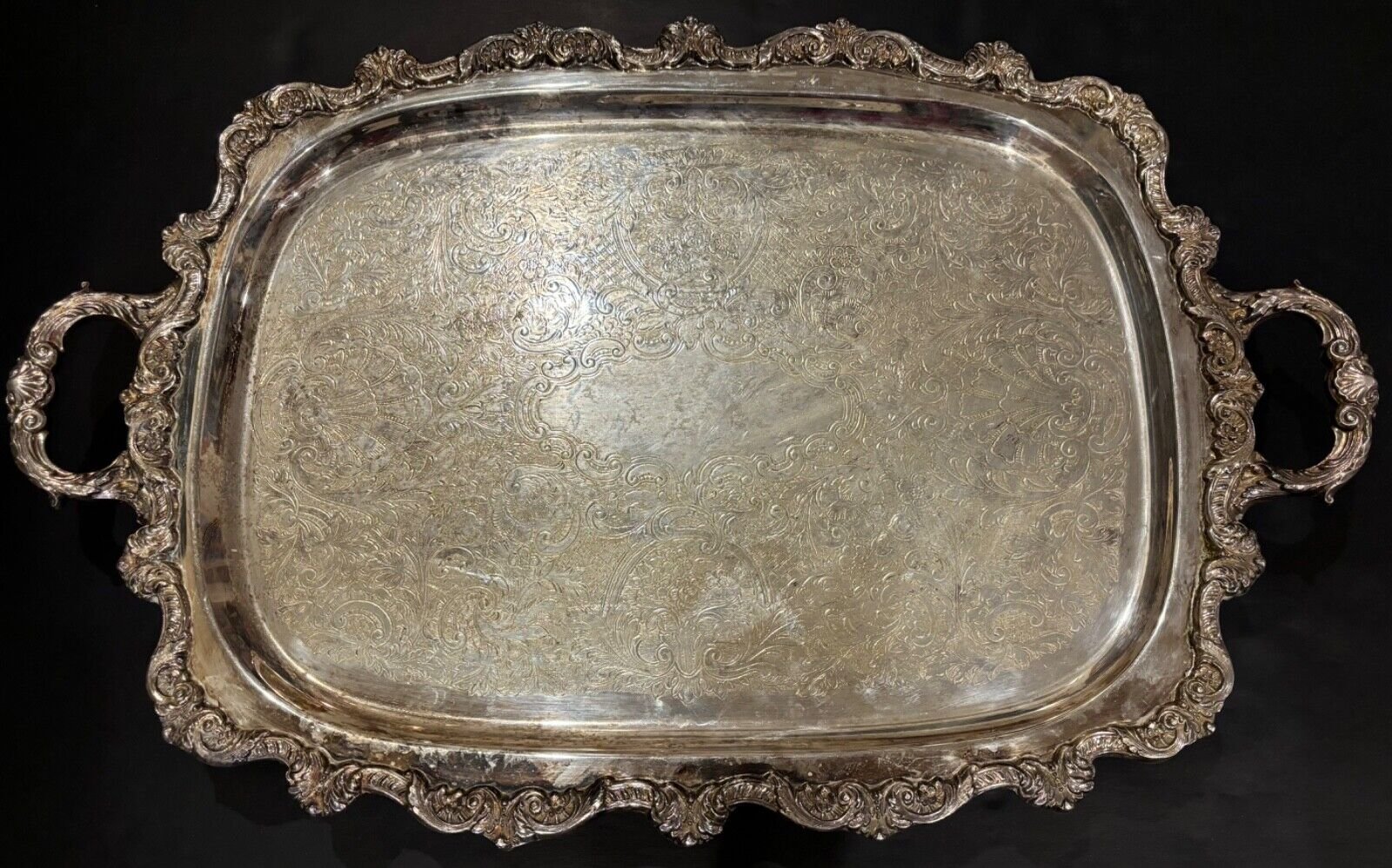 Vtg EPCA Old English Silverplate Footed Serving Tray by Poole #5921
