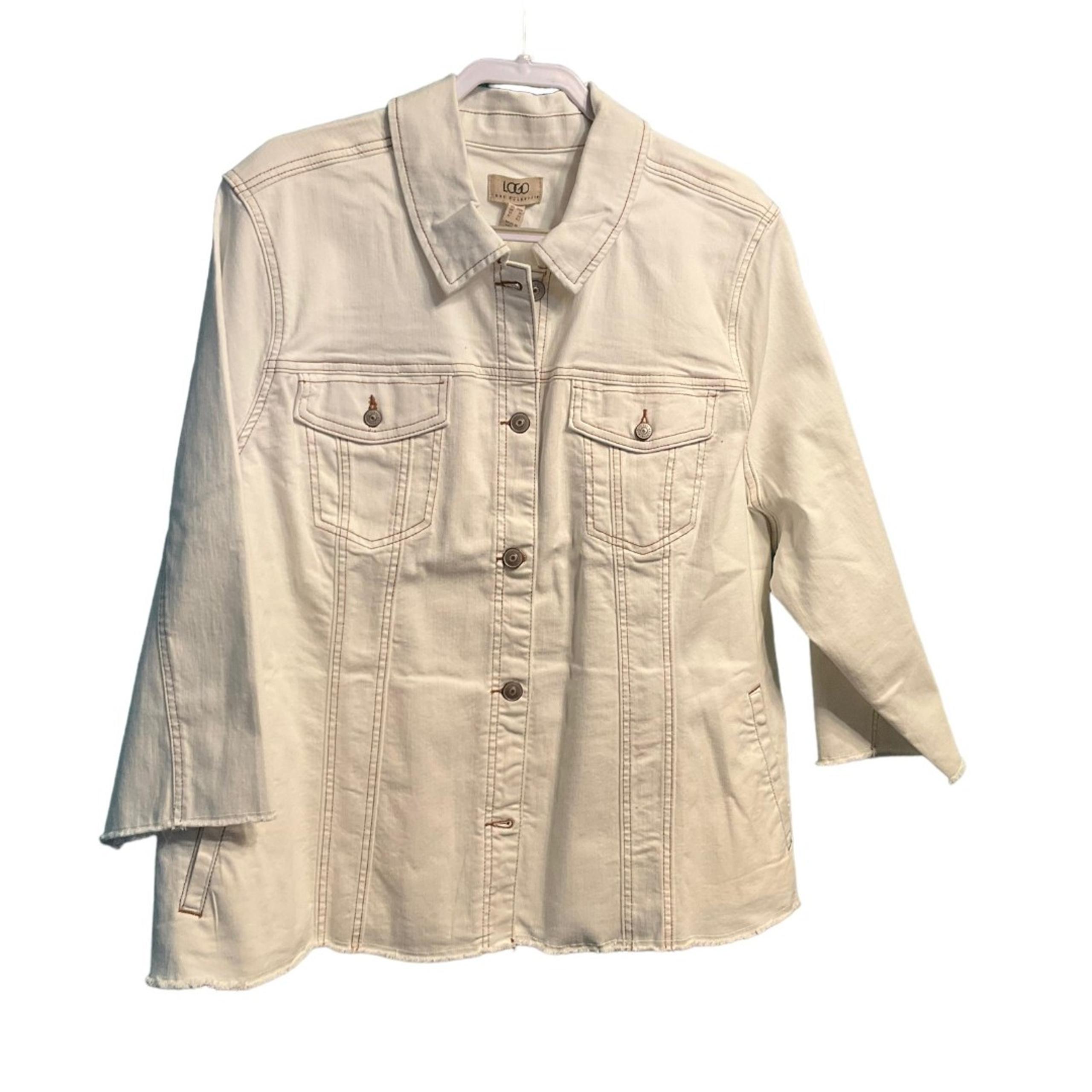 LOGO by Lori Goldstein NWT 3/4 Sleeve White Denim Jacket 26W