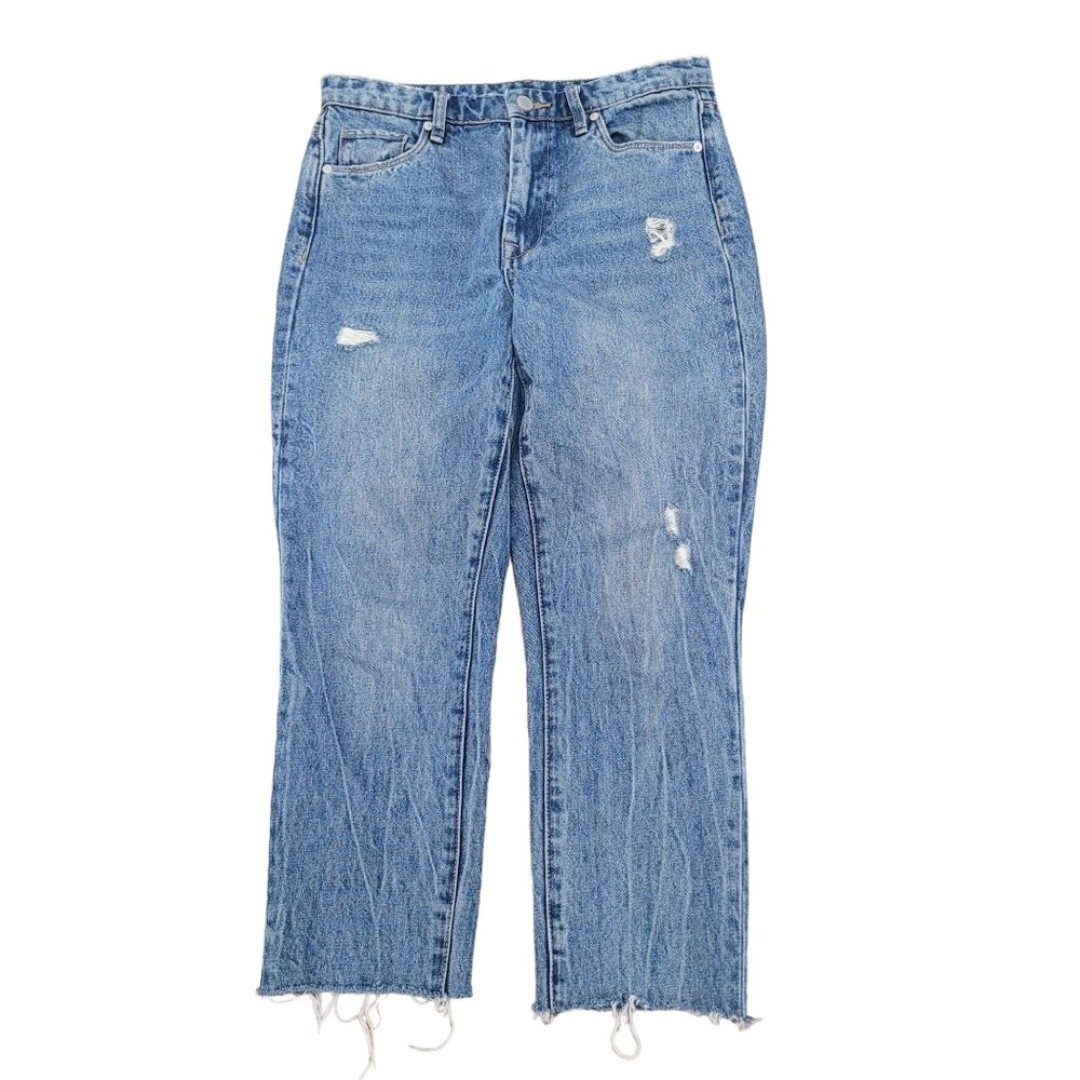 Blank NYC The Madison Crop High Rise Raw Hem Medium Wash Size 27