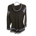 Alpaca Brown Marled Hooded Fringe Sweater Size S