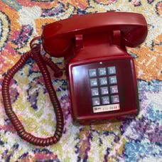 RED Vintage Phone Bell System AT&T 2500DMG Button Touch Tone Desk Telephone
