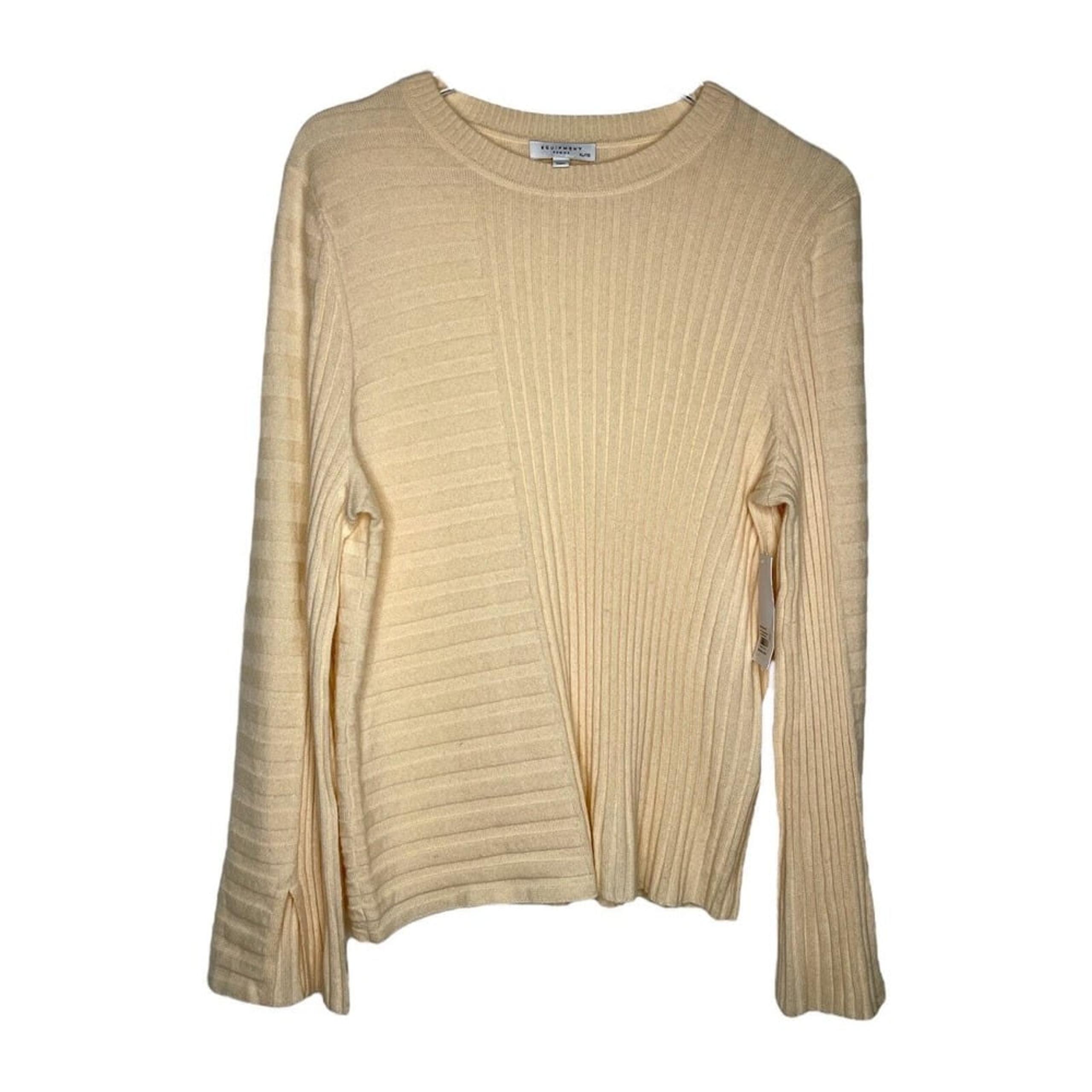 Equipment Womens Emmaline Ribbed Knit Pullover Sweater XL Brazil Sand NWT $325