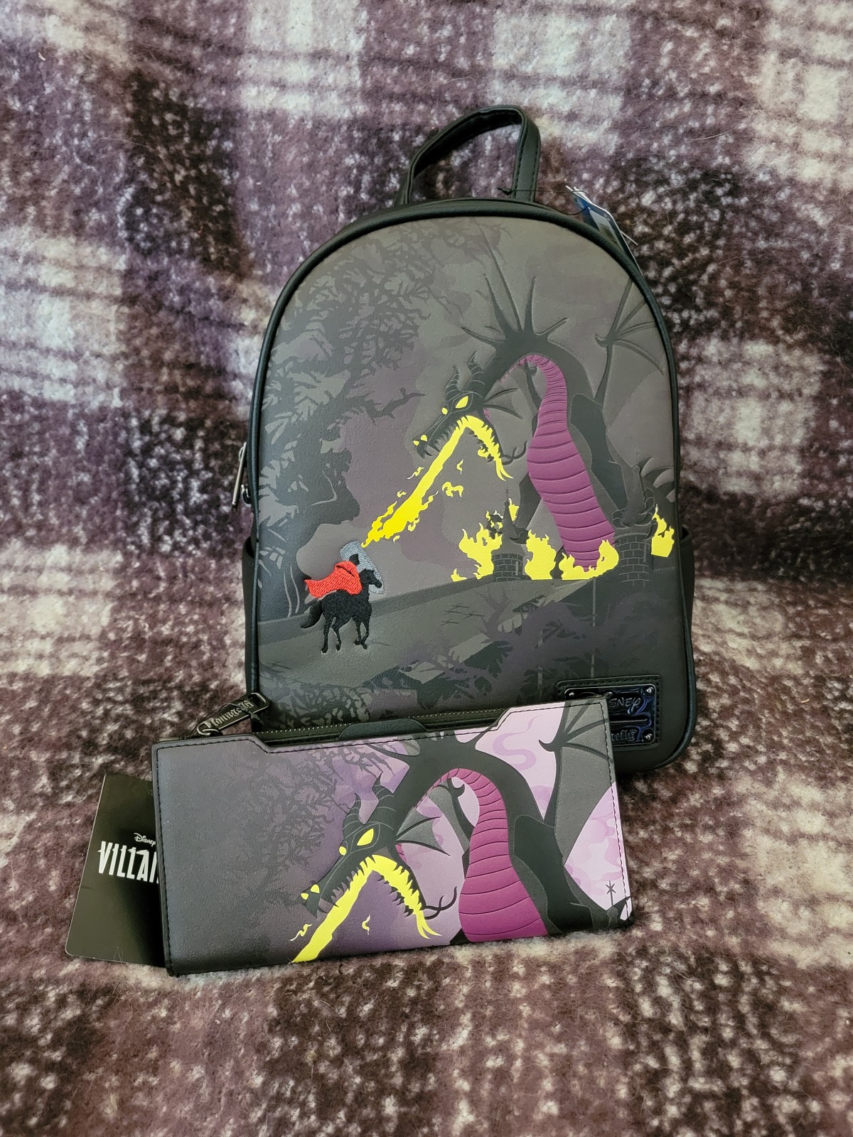Disney Loungefly Maleficent Dragon Prince Philip Sleeping Beauty Wallet & Mini