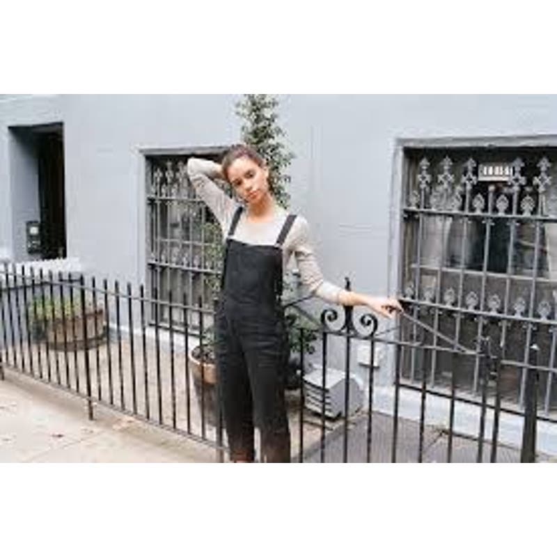 Lily Ashwell Black Linen Slim Overalls XS