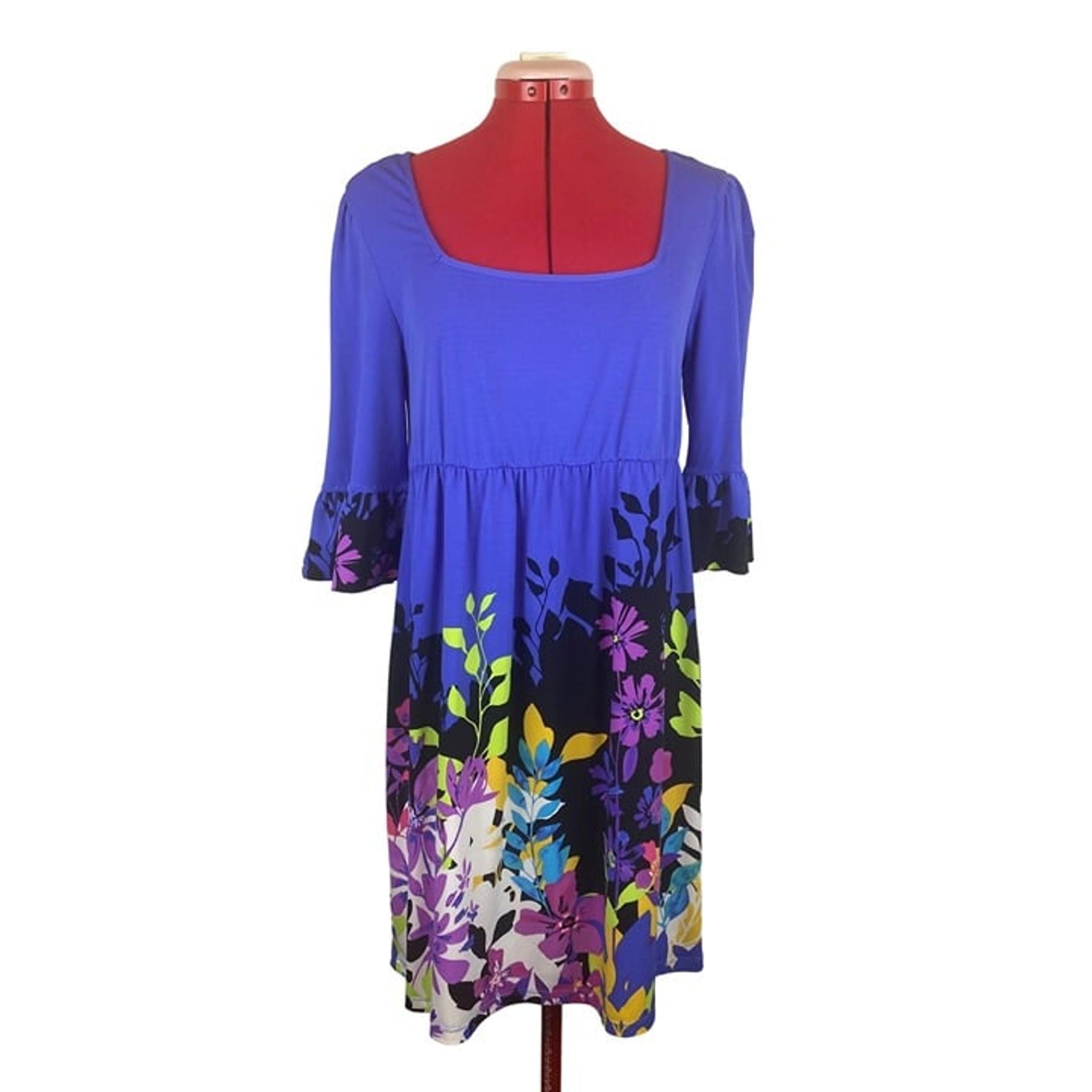 ECI Baby Doll Floral Retro Classic Feminine Size 6 Dress 3/4  Ruffle Sleeve
