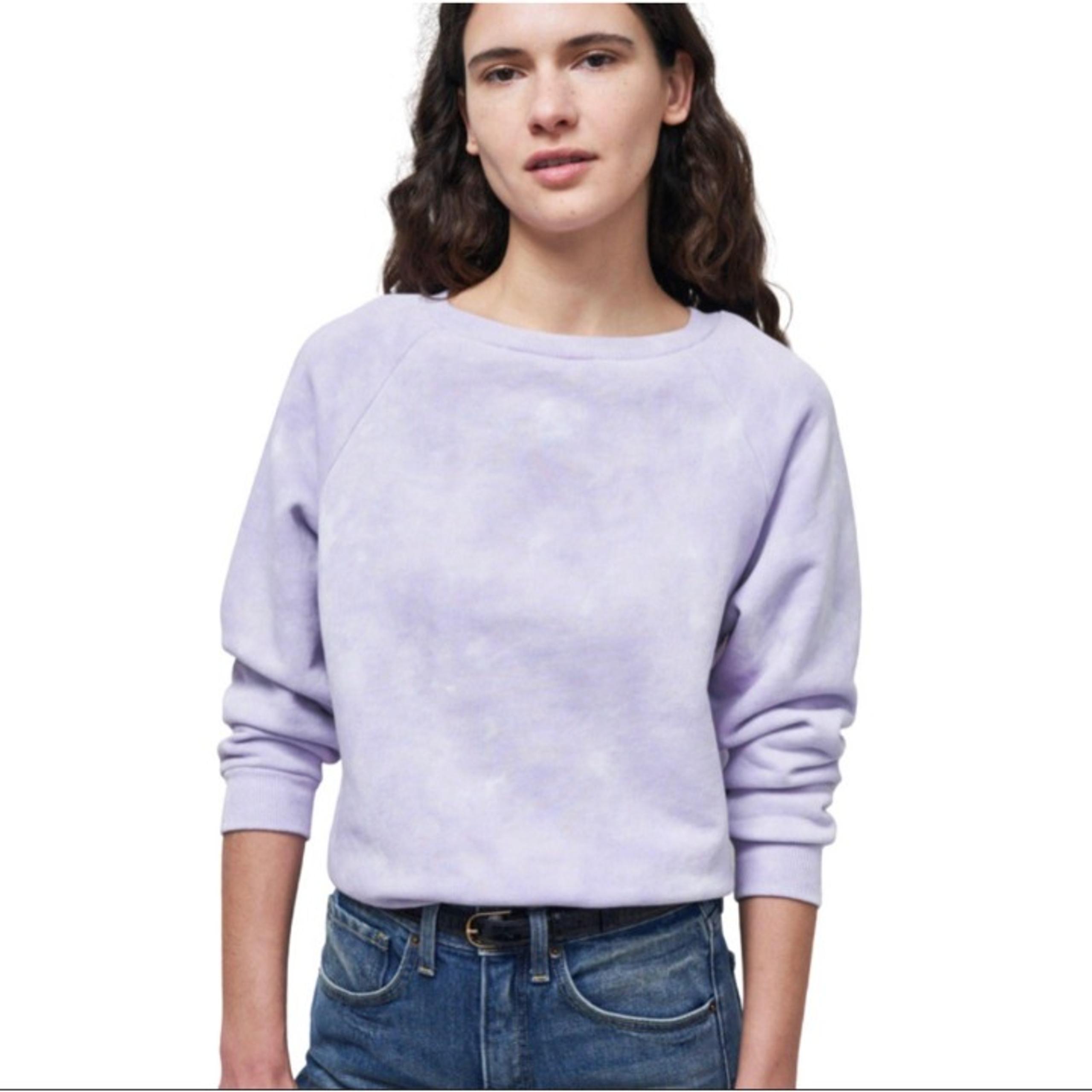 Nili Lotan Women's NWOT Light Lavender Classic Crewneck Tie Dye Sweatshirt Small