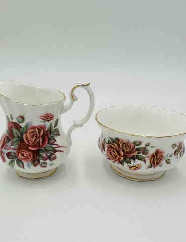 Royal Albert Cream and Sugar Set Centennial Rose Vintage Bone china vintage