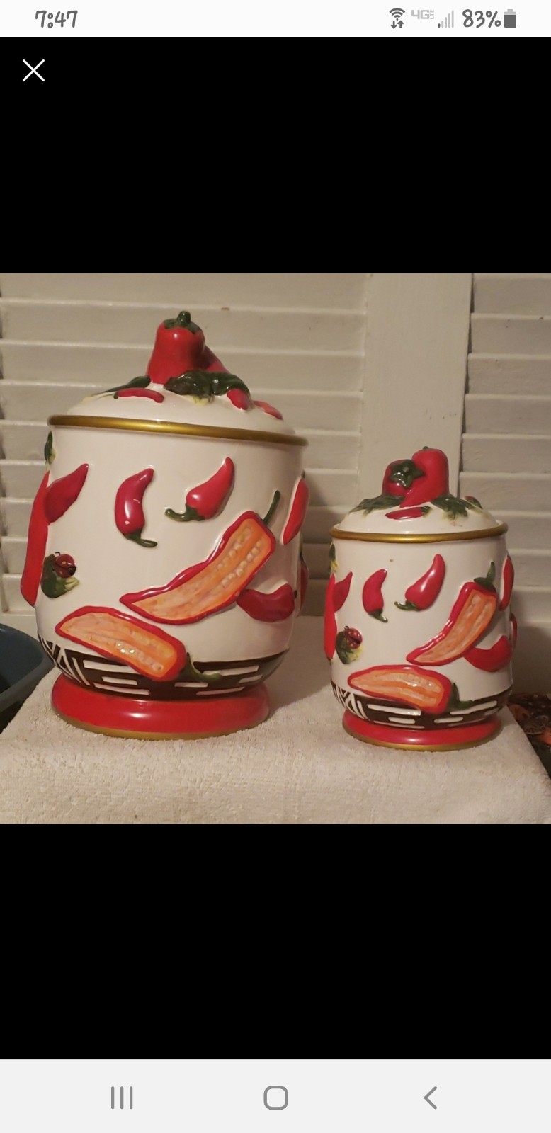 Vintage Ceramic Red Pepper Canisters