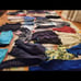Baby clothes, swaddles, insert and female size m clothes, kitchen items