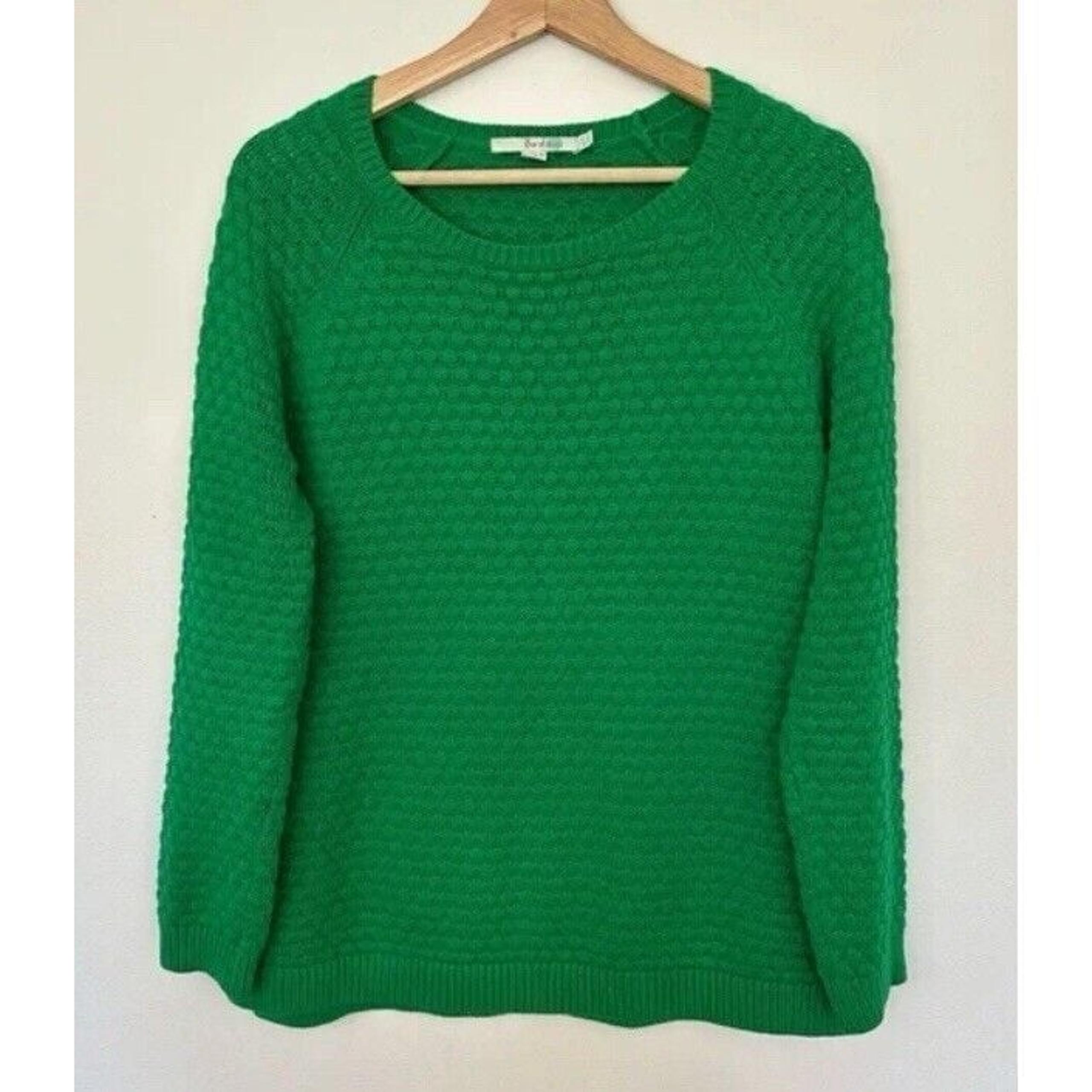 Boden Women's size 4 Basket Weave Sweater Kelly Green EUC