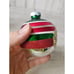 Vintage radko shiny Brite indent green red striped glitter ball ornament set Xma
