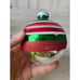 Vintage radko shiny Brite indent green red striped glitter ball ornament set Xma