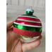 Vintage radko shiny Brite indent green red striped glitter ball ornament set Xma