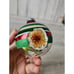 Vintage radko shiny Brite indent green red striped glitter ball ornament set Xma