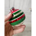 Vintage radko shiny Brite indent green red striped glitter ball ornament set Xma