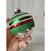Vintage radko shiny Brite indent green red striped glitter ball ornament set Xma
